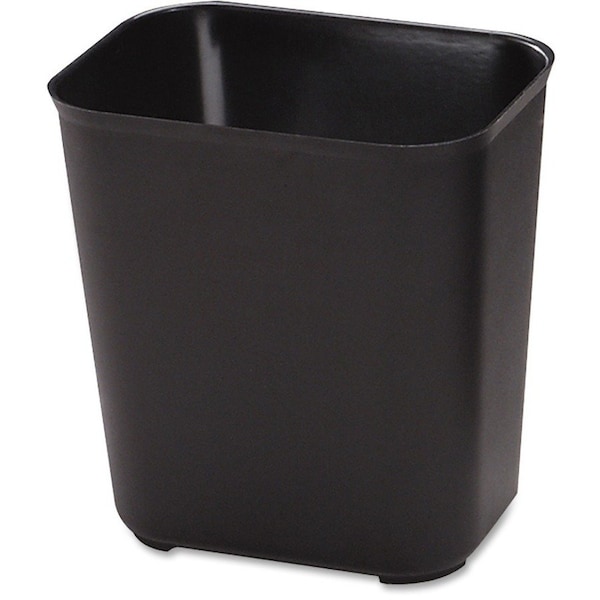 7 gal Rectangular Fire-Resistant Wastebasket, Black, Thermoset Polyester, 14.5 in, 6 PK